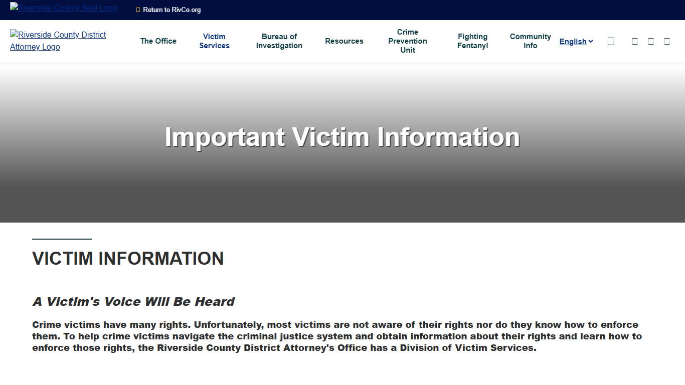 Victim Information | Riverside County District Attorney